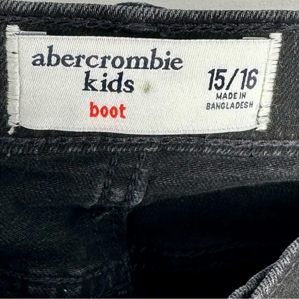 NWT Abercrombie Kids Straight Boot Leg w/Adjustable Waistband Black Jeans 15/16